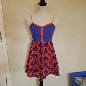 Cope Medium Sized Womens Red and Blue Floral Dress